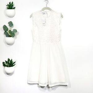 NWT Bebe Sleeveless White Lace Fit and Flare Dress